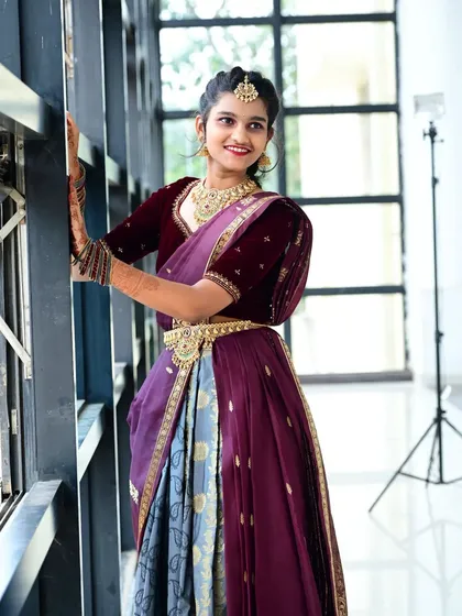 These images showcase various clients and models in simple, elegant sets perfect for attending weddings or family functions. I have a wide range of such pieces for rent.