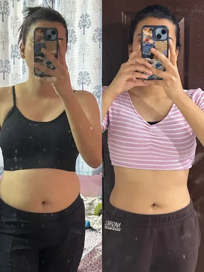 Real results come from consistency. This is my client Manshi, who lost 6 kgs in just three months by combining my training programs with mindful eating. This kind of transformation in body composition and confidence is what we can achieve together.