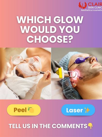 Which glow would you choose? A chemical peel is fantastic for targeting pigmentation and texture, while a laser facial like our Carbon Peel is great for deep cleansing and an instant glow. Let us help you decide.