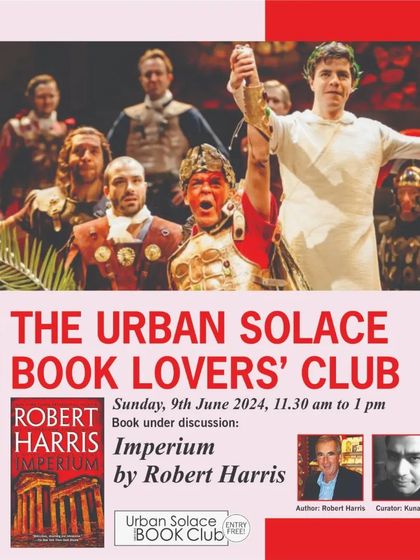 The poster for our June 2024 discussion of "Imperium" by Robert Harris, a historical novel about ancient Rome.