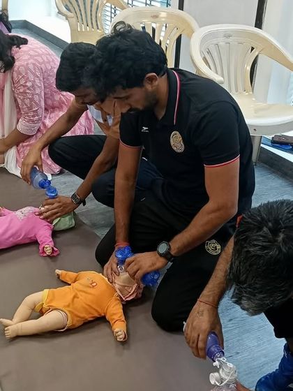 Practicing CPR techniques for infants. The methods differ significantly from adult CPR, and this specialized training ensures I am knowledgeable about providing aid to all age groups.