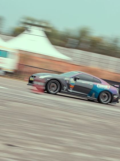 Another action shot of the GTR, a favorite among photographers and fans for its raw performance and visual appeal.