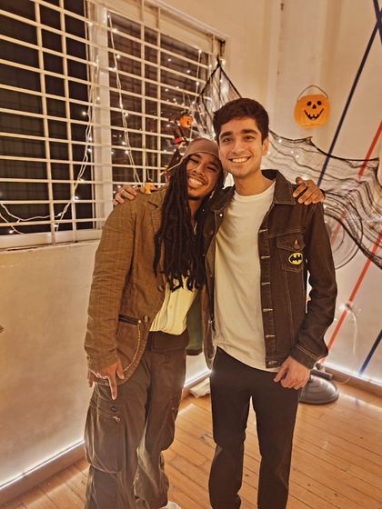 Captain Jack Sparrow posing with a friend at our Halloween event. It's all about the fun and camaraderie.