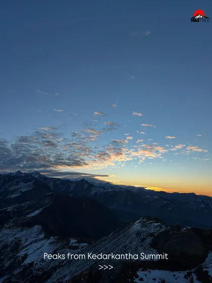 The view of the Swargarohini, Bandarpoonch, and other peaks from the Kedarkantha summit is absolutely panoramic.