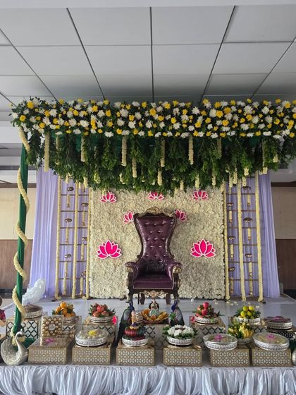 Another full view of the half-saree ceremony stage.