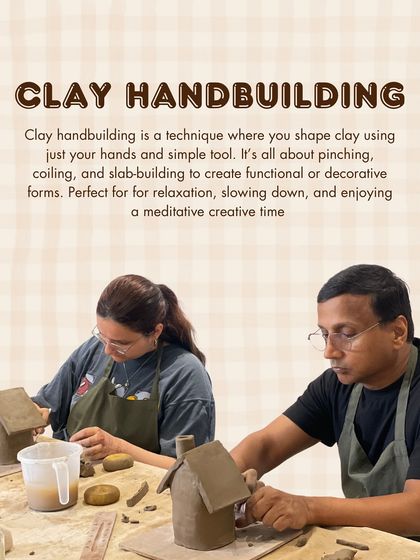 Clay handbuilding is a meditative and tactile experience. Using simple tools and your hands, you can pinch, coil, and build functional items like mugs or decorative sculptures.