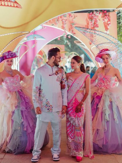 The couple's festive entrance.