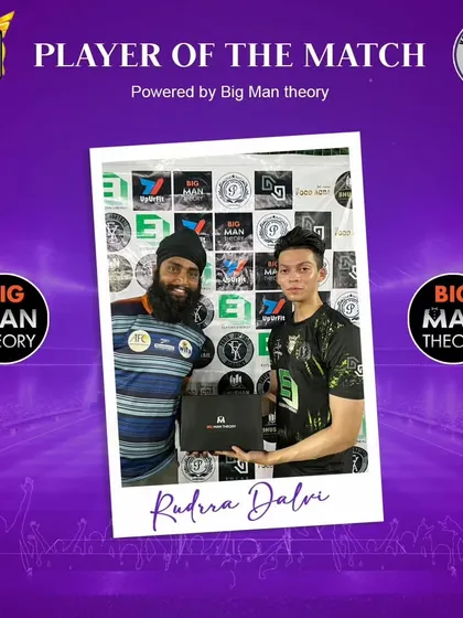 Rudra Dalvi, Player of the Match, recognized for his game-changing contribution.