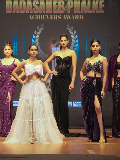The grand finale lineup for the Dadasaheb Phalke Achievers Award fashion segment. I choreographed this final walk to present a diverse range of couture gowns, creating a powerful and memorable closing for the show.