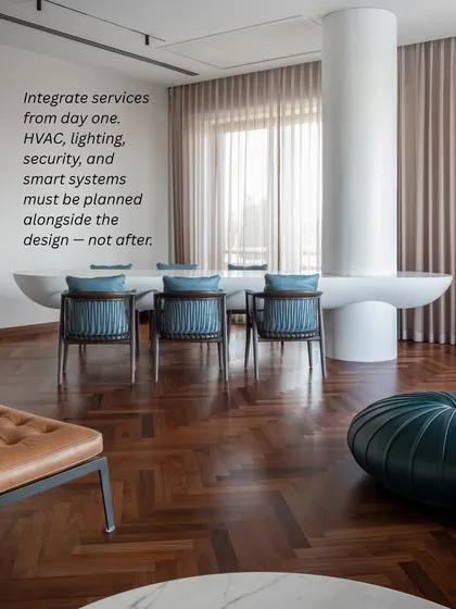 For a truly smart home, services like HVAC, lighting, and security must be integrated into the design from the beginning, not added as an afterthought. This ensures a seamless and efficient system.
