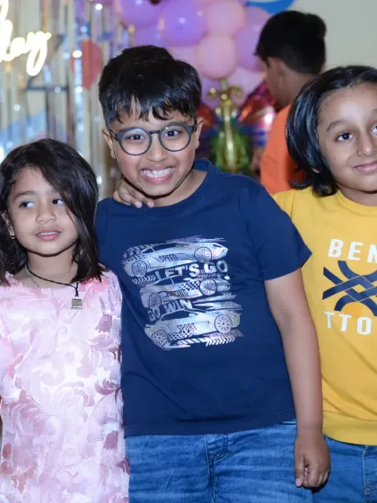 Friends having a great time at a birthday party. Our playzone is a great place for kids to interact and have fun together.