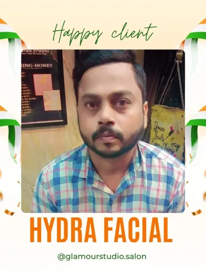 A happy client looking dapper after his Hydra Facial. We cater to men's skincare needs with effective treatments.