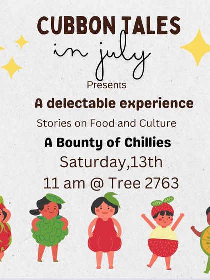 Our poster for 'A Bounty of Chillies', a session that was part of our food-themed month, which often includes collaborations with food experts or authors.