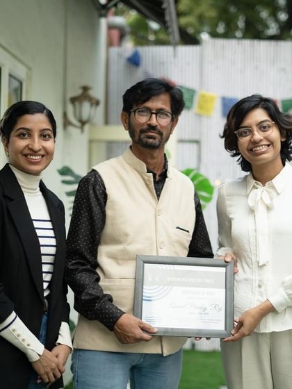 Winners receiving their certificate of merit at the 2023 Wingword Award Ceremony. This is a moment of formal recognition for their hard work.