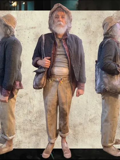 This is the complete character breakdown for an Infinix ad campaign. I designed this layered, weathered look from all angles to build a believable persona, ensuring every detail from the worn jacket to the dirt-stained trousers contributed to his backstory.