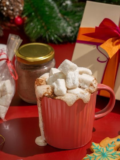 This is the end result of my DIY Hot Chocolate Kit. A cozy mug of rich hot chocolate topped with a mountain of my homemade marshmallows.
