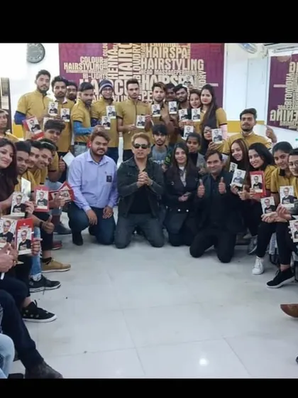 A group photo capturing the energy and excitement of our students after an intensive masterclass with Jawed Habib. These sessions are a core part of the unique learning experience we offer.