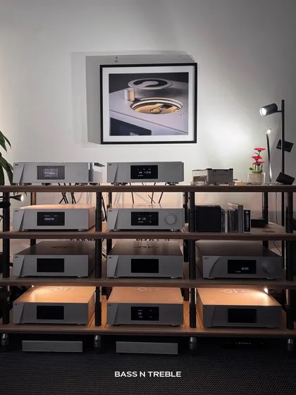 A full stack of CH Precision electronics. This is what a cost-no-object, reference-level audio system looks like, designed for the ultimate in precision and fidelity.