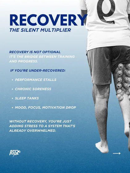 Recovery is the silent multiplier. It's the bridge between training and progress. Without adequate recovery, performance stalls, soreness becomes chronic, and you're just adding stress to an overwhelmed system.