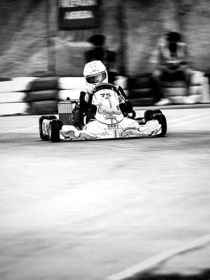 A high-speed, black and white panning shot from the Meritus Cup.