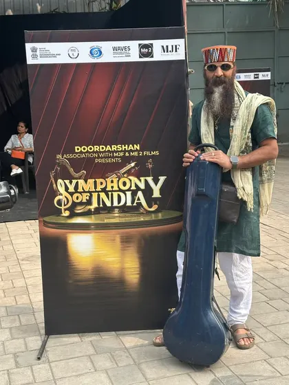 At the 'Symphony of India' event. The tagline "Mile Sur Mera Tumhara" (When my note and your note meet, our melody is born) perfectly captures the spirit of unity and harmony that both music and yoga promote.