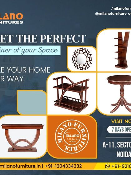 We help you style your home your way with our collection of accent furniture. This collage features a console table, a decorative mirror, a bookshelf, and other pieces that can be customized to fit your space perfectly.