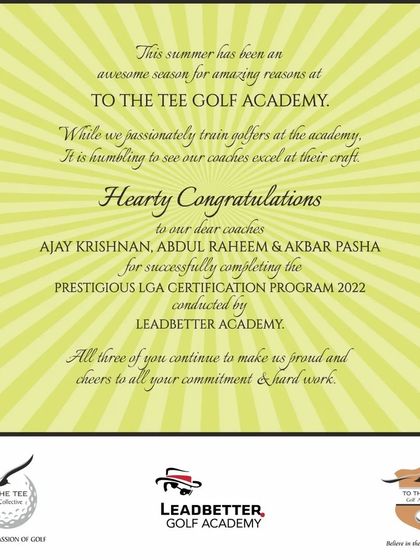 We are humbled to see our coaches excel at their craft. Their commitment and hard work in completing the Leadbetter certification make us proud.