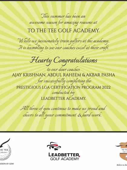 We are humbled to see our coaches excel at their craft. Their commitment and hard work in completing the Leadbetter certification make us proud.