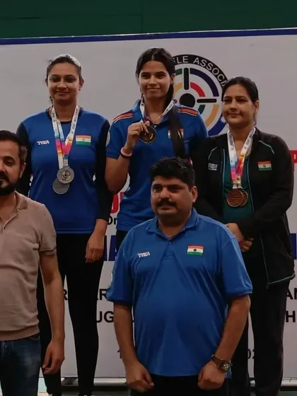 With the medal winners of another event at the Haryana Championship. Recognizing the achievements of shooters from across the region is a privilege.