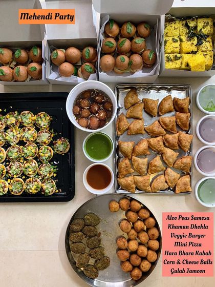 Another shot of the Mehendi party catering, showcasing the variety of snacks and sweets that made the celebration even more special.