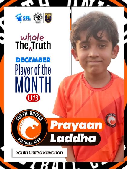 Prayaan Laddha, our U13 Boys Player of the Month for December in Pune. He led by example and raised the level of everyone around him.