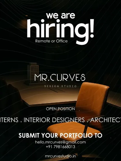 I provide flexible options for firms, including remote and office-based roles. This ad for Mr. Curves Design Studio in Guntakal offers positions for Interns, Interior Designers, and Architects with a work-from-home option, broadening the talent pool.