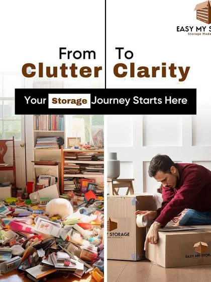 We help you go from clutter to clarity. This before and after visual shows how our packing and moving services can transform a chaotic space into an organized new beginning. Your storage journey starts here.