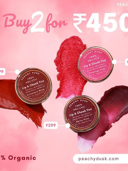 Complete the missing pop in your makeup bag with this special offer. My 100% organic lip and cheek tints are available in three shades, perfect for adding a touch of color to your day.