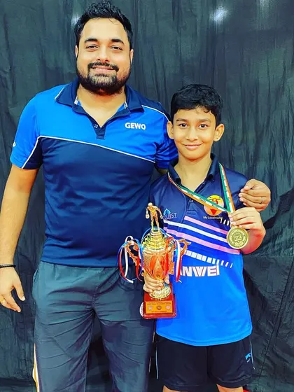 Our U-11 and U-15 champs Aakarshan, Aayan, and Ryan after their victories at the 1st Mumbai district TSTTA tournament.