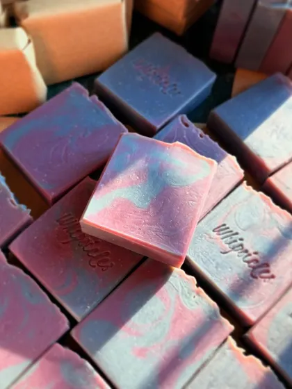 We curated these sweet wedding favors for a client's special day, featuring 50 sets of custom lavender-scented soaps and bath salts.