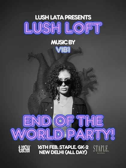 The individual artist poster for Vibi, one of the DJs at the 'End of the World' party. I create these to highlight each artist in the lineup, showing that it's a collective effort.