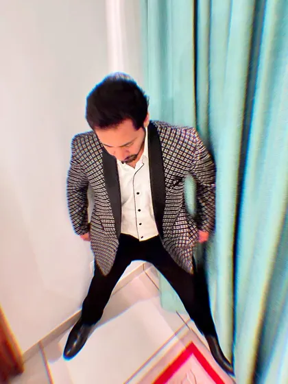 A creative, blurred shot capturing the motion and energy of the pre-show moments.