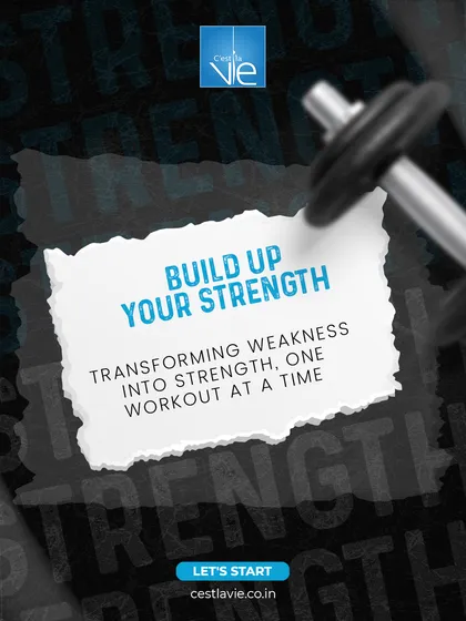 We focus on transforming weakness into strength, one workout at a time. This graphic visualizes the process of building yourself up through consistent effort.