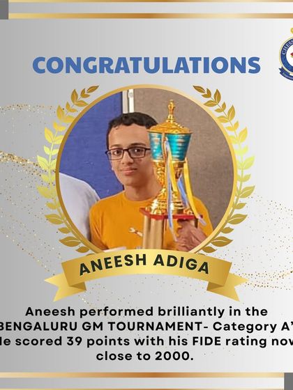 Aneesh Adiga performed brilliantly in the Bengaluru GM Tournament Category A, scoring 39 points and moving his FIDE rating closer to 2000.