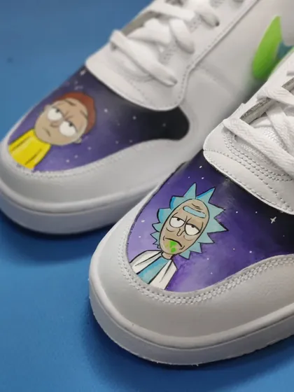 A throwback to one of my earlier pieces. This Rick and Morty custom features the characters on the toe box against a galaxy background. It’s a simple design that started my journey into painting more complex cartoon themes.