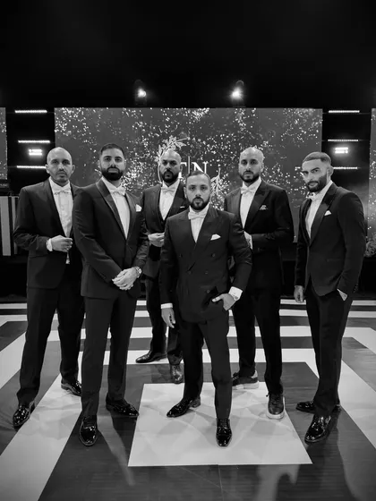 The full Kudos DJ crew looking dapper for the reception in Bahrain. We bring a team of experts to manage the music for the entire wedding weekend.