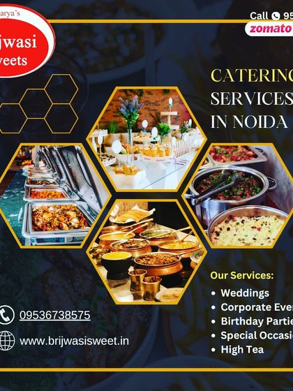 This graphic showcases the different types of events I cater for in Noida, including weddings, corporate events, birthday parties, and special occasions.