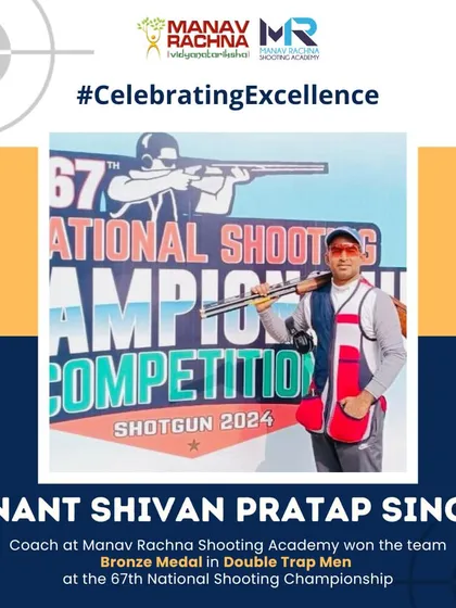 Our shotgun coach, Anant Shivan Pratap Singh, at the 67th National Shooting Championship, where he led by example, winning a team bronze medal in Double Trap Men.