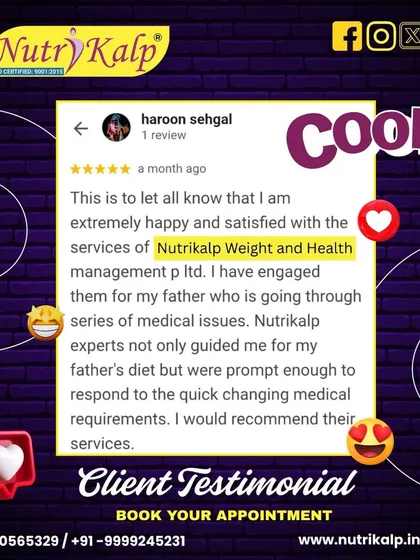 Haroon shares his experience of engaging us for his father, who had multiple medical issues. He appreciated our prompt response and expert guidance in managing his father's changing dietary needs.