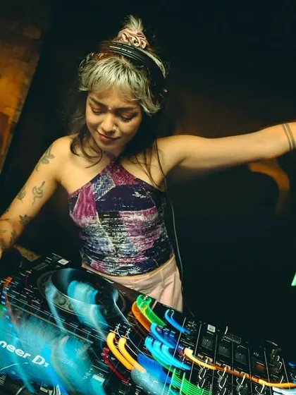 Pointing out to the crowd, feeling the connection during my set in Shillong.
