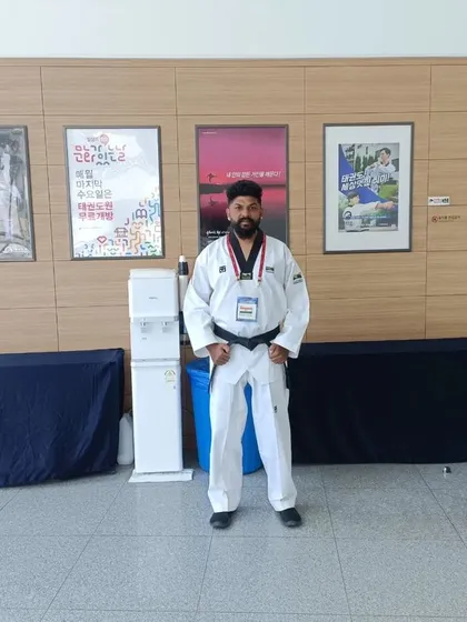 A photo from my time at the Taekwondo training event in South Korea.