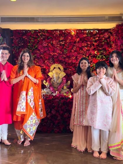 The whole Ratnani family celebrating together. I love seeing my designs contribute to the festive spirit of such wonderful family gatherings.