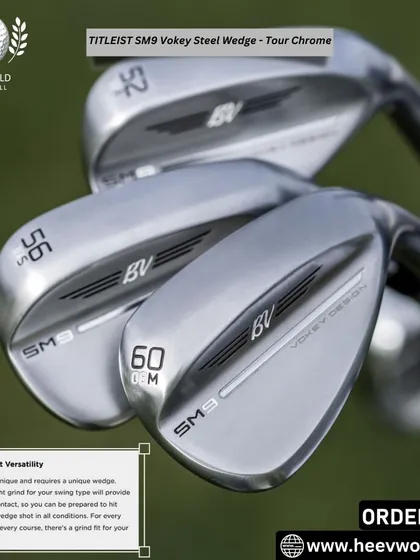 The Titleist SM9 Vokey Steel Wedge. Finding the right grind for your swing type will provide you with flawless contact in all conditions.