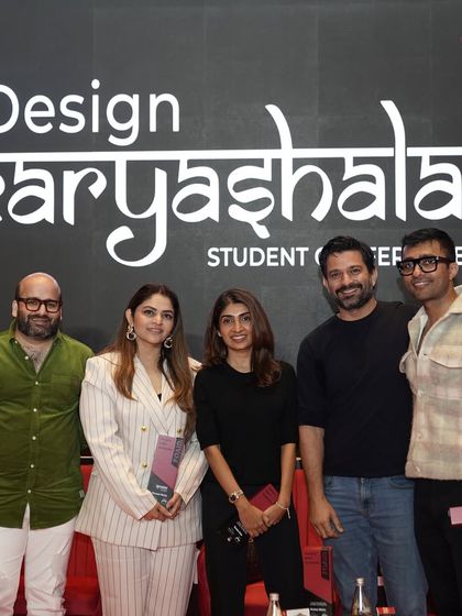 A group photo with the other esteemed panel members at the Design Karyashala student conference during FOAID 2024.